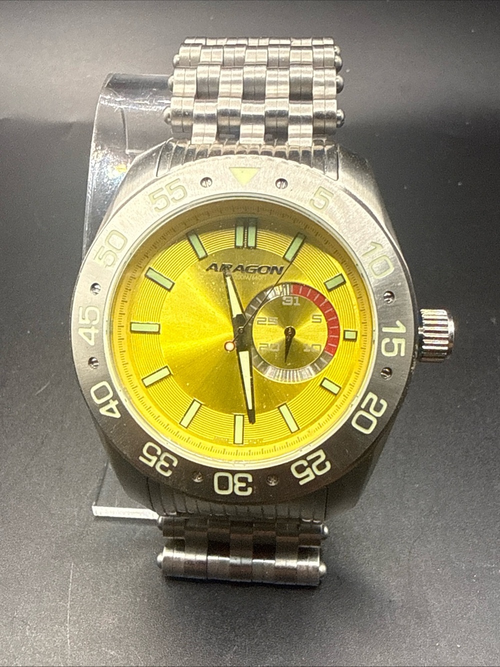 Aragon A145 Sea Charger G2 Sweep Quartz 50mm Sunburst Dial Discontinued New Batt